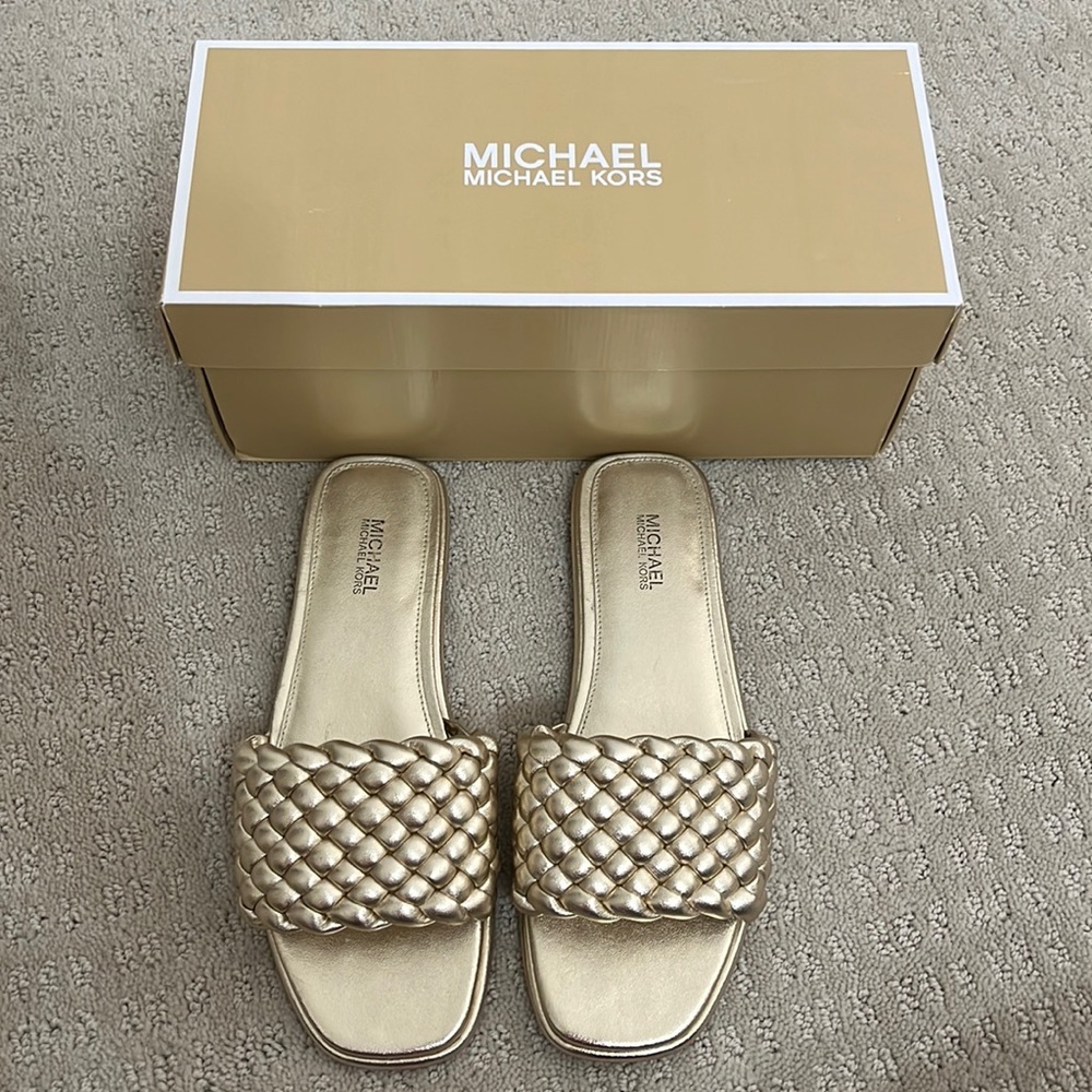 Michael kors Amelia flat braided sandal gold